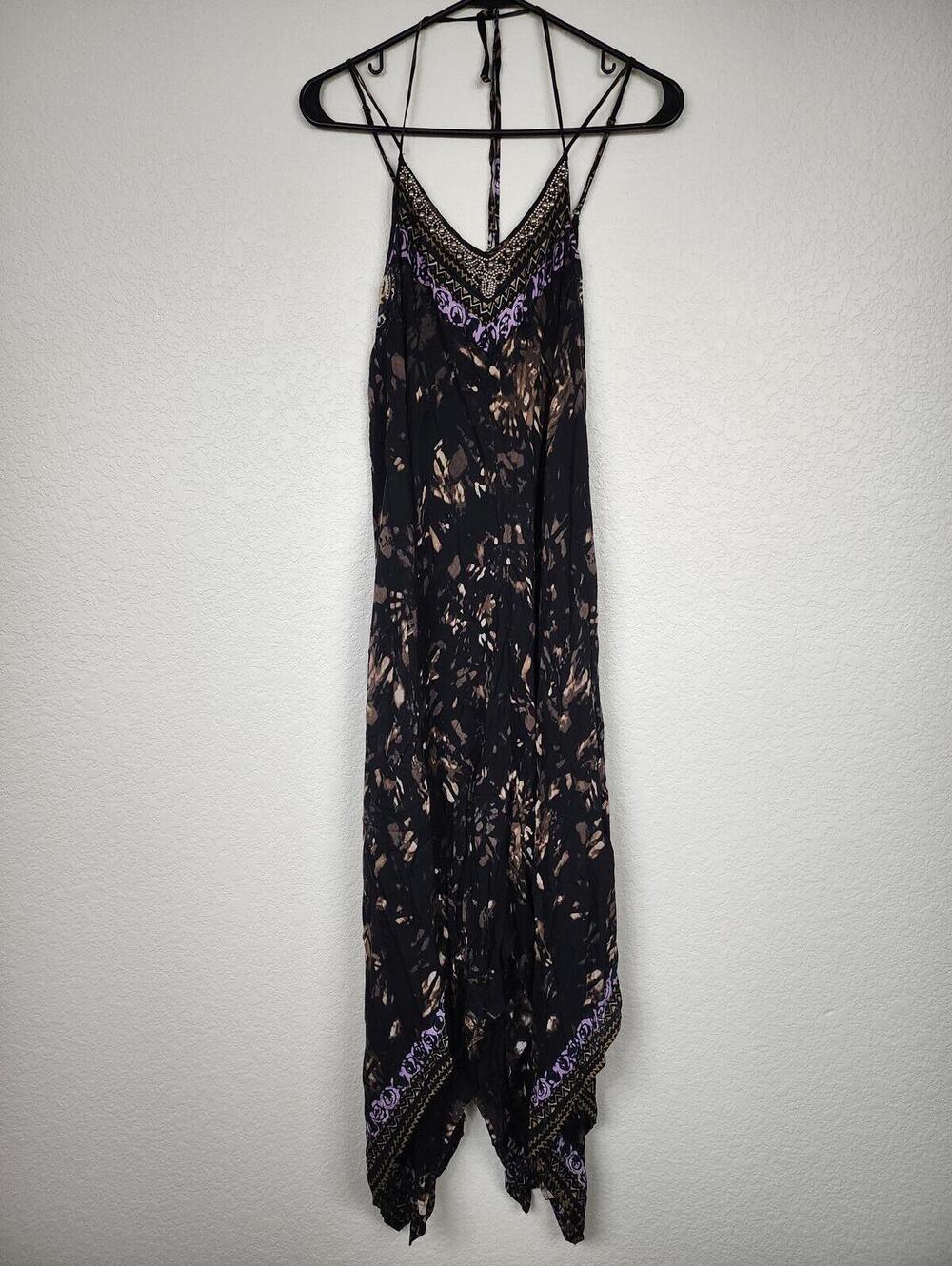 Free People XS Asymmetrical Boho Beaded Neckline Dress